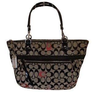 Coach Poppy Signature Red C's Embroidered Jacquard Handbag Purse #21188 2012